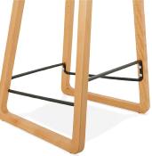 Tabouret de snack mi-hauteur design scandinave 'Skala' noir pieds tréteaux bois naturel dossier bas