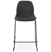 Tabouret de snack mi-hauteur empilable design 'Verk Mini' tissu gris foncé 4 pieds métal noir dossier haut