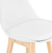 Tabouret de snack mi-hauteur design scandinave 'Chairman Mini' blanc 4 pieds bois dossier haut