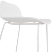 Tabouret de snack mi-hauteur 'Steel Mini' blanc pieds tréteaux repose pieds métal blanc dossier bas