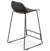 Tabouret de snack mi-hauteur 'Steelblack Mini' noir repose pieds tréteaux métal noir dossier bas