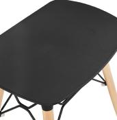 Tabouret bas scandinave 'Solo' noir avec 4 pieds en bois naturel