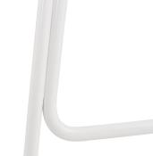 Tabouret de snack mi-hauteur 'Steel Mini' tissu gris foncé repose pieds tréteaux métal blanc dossier bas
