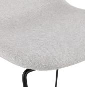 Tabouret de snack mi-hauteur empilable 'Verk Mini' tissu gris clair 4 pieds métal noir dossier haut