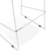 Tabouret de bar empilable design 'Verk' en tissu gris clair 4 pieds en métal chromé et dossier haut