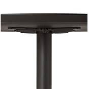 Table de bar haute design ronde 'Standup' mange debout en bois noir avec pied central en métal noir