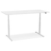 Bureau design assis-debout électrique 'SEMPLICE' blanc en bois pieds en métal blanc - 160 x 80 cm