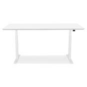 Bureau design assis-debout électrique 'SMALL TECH' blanc en bois pieds en métal blanc - 150 x 70 cm