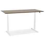Bureau design assis-debout électrique 'TECH' en noyer pieds en métal blanc - 180 x 90 cm