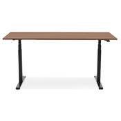 Bureau design assis-debout électrique 'SMALL SEMPLICE' noyer pieds en métal noir - 140 x 70 cm