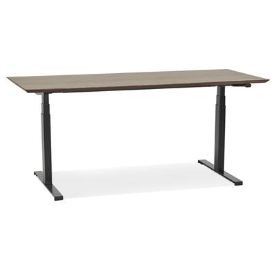 Bureau design assis-debout électrique 'TECH' en noyer pieds en métal noir - 180 x 90 cm