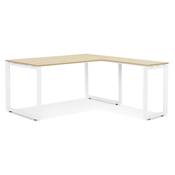 Bureau d'angle design 'MEET L' plateau en bois naturel avec pieds en métal blanc - 160 cm