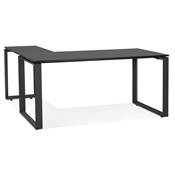 Bureau d'angle design 'MEET L' plateau en bois noir avec pieds en métal noir - 160 cm