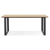 Bureau droit design 'SMART' plateau en bois naturel avec pieds en métal noir - 180 x 90 cm