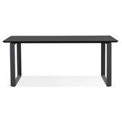 Bureau droit design 'SMART' plateau noir en bois avec pieds en métal noir - 180 x 90 cm