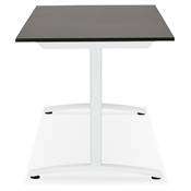 Bureau droit / table de travail design 'DISEGNO' noir en bois pieds en métal blanc - 160 x 80 cm