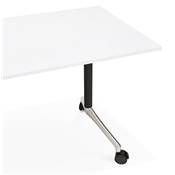 Bureau droit / table travail pliante design 'ARCHI' blanc en bois pieds métal noir - 160 x 80 cm