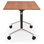 Bureau droit / table de travail pliante design 'ARCHI MINI' noyer pieds métal noir - 140 x 70 cm