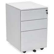 Caisson de bureau / table de chevet design à roulettes 'PRATIK' en métal gris