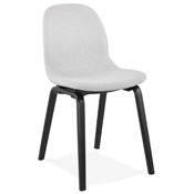 Chaise scandinave design 'Teknik Blackwood' en tissu gris clair avec 4 pieds en bois noir