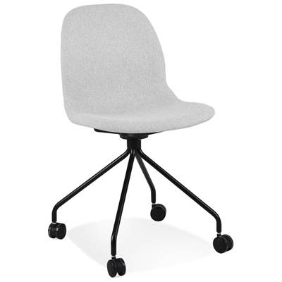 Chaise de bureau à roulettes design 'BLACK RULES' en tissu gris clair avec pied en métal noir