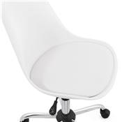 Chaise de bureau à roulettes design 'TULIP' blanche pieds en métal chromé