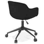 Chaise design de bureau à roulette 'SOFT' en tissu noir avec 5 pieds en métal noir