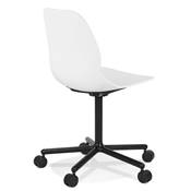 Chaise de bureau design à roulettes dossier bas 'SCRIB' blanche avec pieds en métal noir