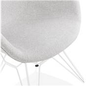 Chaise style industriel design à accoudoirs 'LOTUS' en tissu gris clair avec 4 pieds en métal blanc