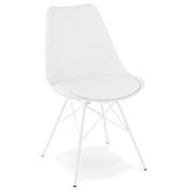Chaise design style industriel 'GORD' blanche avec 4 pieds en métal blanc