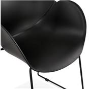Chaise intérieur/extérieur design à accoudoirs 'ALL TIME' noire avec pieds tréteaux en métal noir