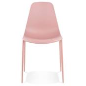 Chaise design intérieur / extérieur 'EASY' assise en resine rose 4 pieds en métal rose