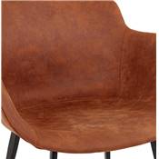 Chaise design lounge à accoudoirs 'NICE' en micro fibre marron avec 4 pieds en métal noir
