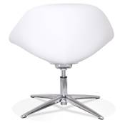 Chaise lounge design de style moderne 'MOON' blanche avec assise en tissu gris pieds en métal