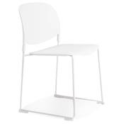 Chaise design de style moderne 'BALI' blanche avec 4 pieds en métal blanc