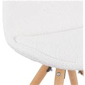 Chaise design style moderne 'FIRENZA' en tissu bouclé blanc avec 4 pieds en bois naturel