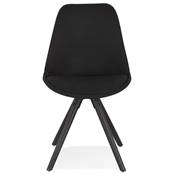 Chaise design 'BLACK FIRENZA' en tissu noir avec 4 pieds en bois noir