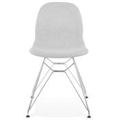 Chaise design 'Norsk Silver' en tissu gris clair 4 pieds en métal chromé