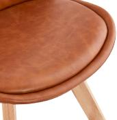 Chaise scandinave design 'Halmstad' marron avec 4 pieds en bois naturel