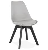 	Chaise design 'Blackstad' grise avec 4 pieds en bois noir