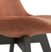 Chaise design 'Black Milano' en microfibre marron avec 4 pieds en bois noir
