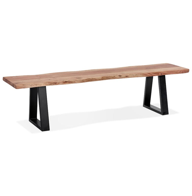 Banc style industriel 'NATTE BENCH' en bois massif avec pieds en métal noir