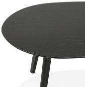 Tables basses gigognes ovales scandinave 'HYGGE' plateau en bois noir avec 3 pieds en bois noir - 100 x 50 cm
