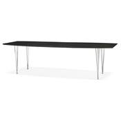 Table / table de réunion extensible 'Rym' noire en bois 4 pieds métal chromé - 170(270) x 100 cm