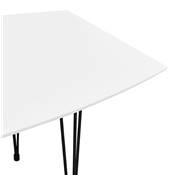 Table à diner / réunion extensible 'Rym' blanche bois laquée 4 pieds métal noir - 170(270) x 100 cm