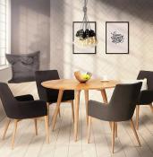 Table de salle à manger scandinave ronde 'Üméa' plateau et 4 pieds bois naturel – Ø 120 cm