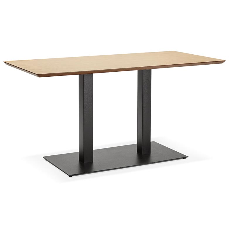 Table salle à manger 'Tvillin Black Small' bois pied central en fonte noir - 150 x 70 cm