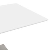 Table de salle à manger 'Tvillin' blanche en bois pied central acier brossé - 180 x 90 cm