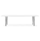Table / table de réunion extensible 'Rym' blanche bois mat 4 pieds en métal noir - 170(270) x 100 cm