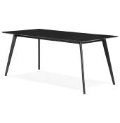 Table / bureau droit scandinave 'Rustik' noire plateau et 4 pieds en bois – 180 x 90 cm